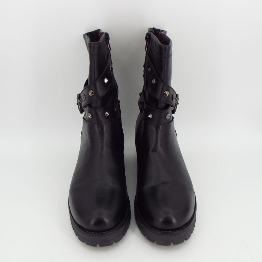 Coach and Four Vio Black Leather Studded Grunge Moto Boots Size 7M - Picture 2 of 12